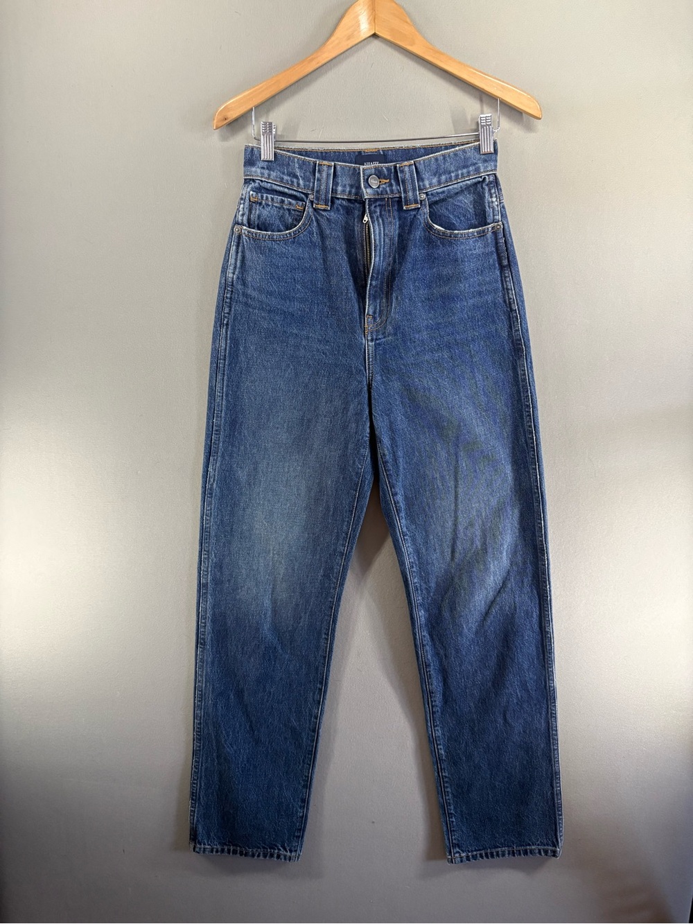 Khaite Albi Cotton Super High Rise Rigid Straight Leg Denim Jeans 27 Read